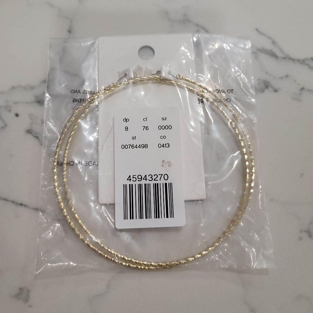 NEW EXPRESS Large Gold Tone Hoop Earrings